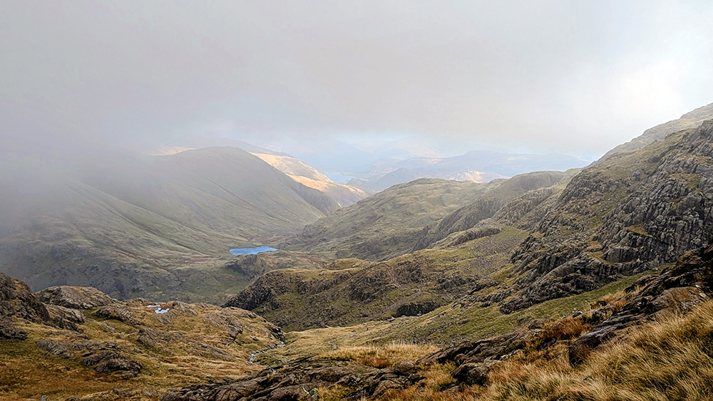 View back down over Styhead Tarn