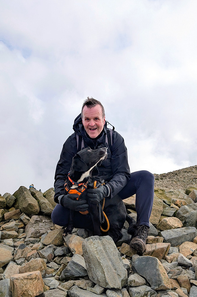 Made it! On the cairn at the top of Scafell Pike (thanks to the fellow walker who took the pic)